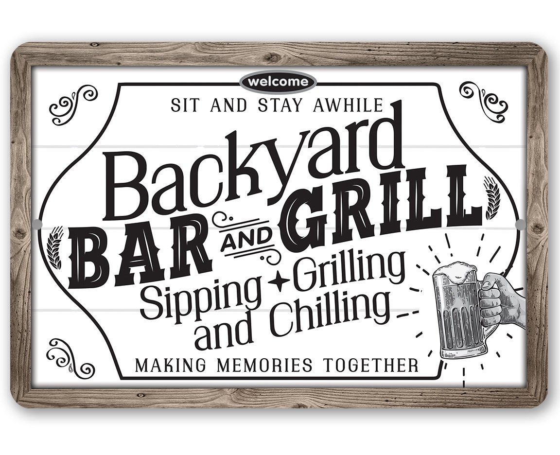 Backyard Bar & Grill - Metal Sign