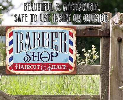Barbershop Haircut and Shave - Metal Sign
