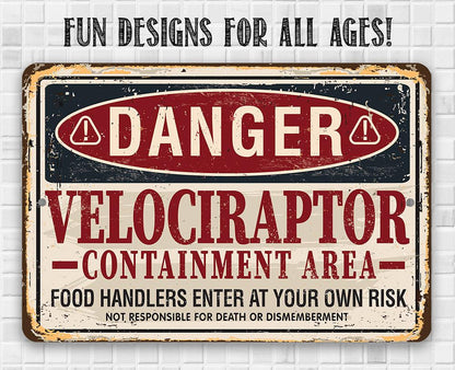 Danger Velociraptor - Metal Sign