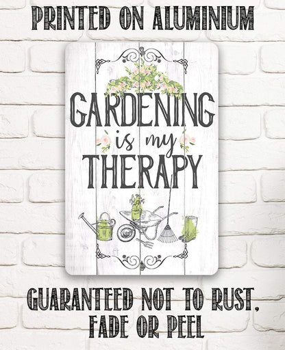 Gardening is Therapy - Metal Sign