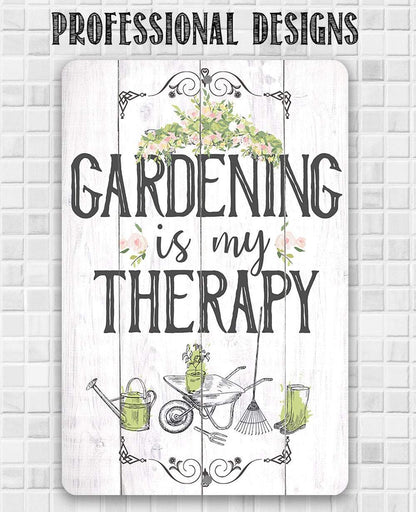 Gardening is Therapy - Metal Sign