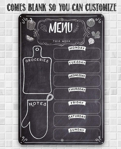 Kitchen Menu Chalkboard - Write On Surface - Metal Sign