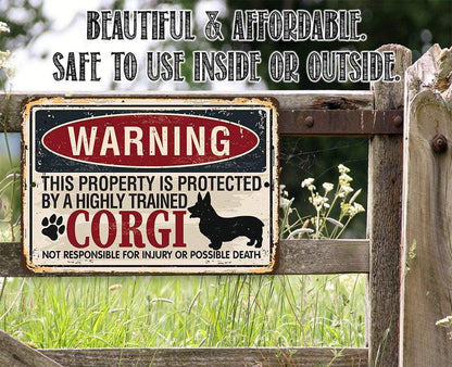 Warning Property Corgi - Metal Sign