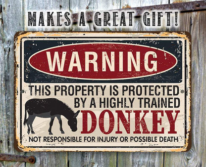 Warning Property Donkey - Metal Sign