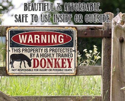 Warning Property Donkey - Metal Sign