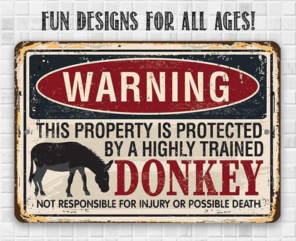 Warning Property Donkey - Metal Sign