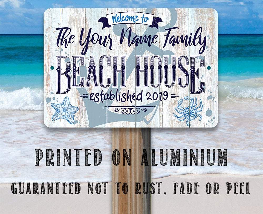 Personalized - Beach House - Metal Sign
