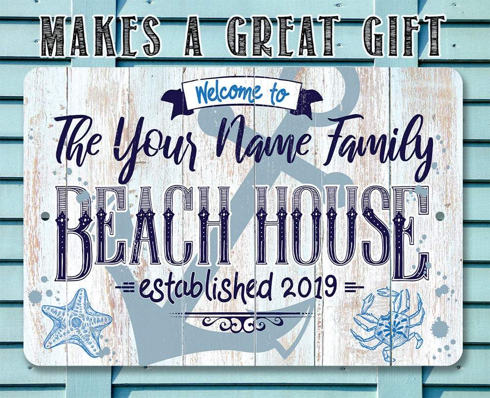 Personalized - Beach House - Metal Sign