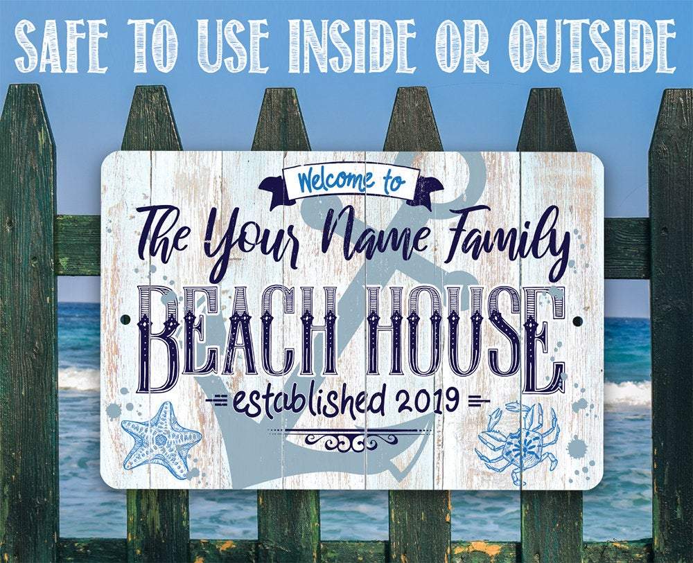 Personalized - Beach House - Metal Sign