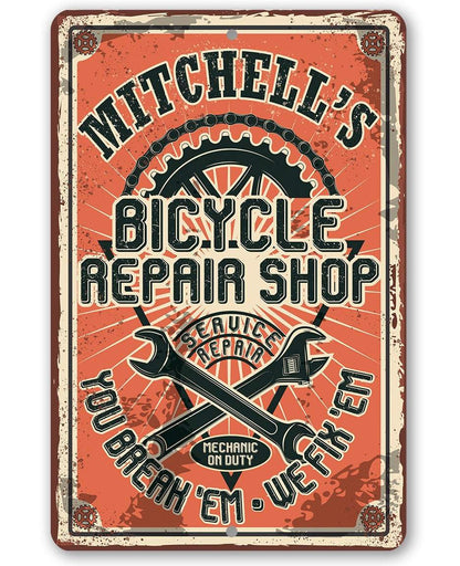 Personalized - Bicycle Repair Shop - Metal Sign