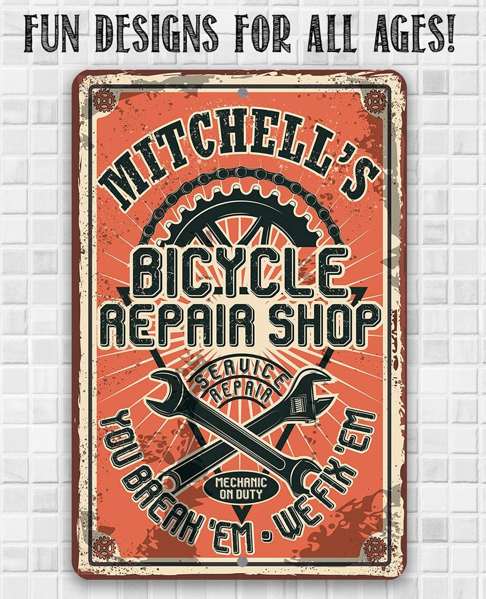 Personalized - Bicycle Repair Shop - Metal Sign