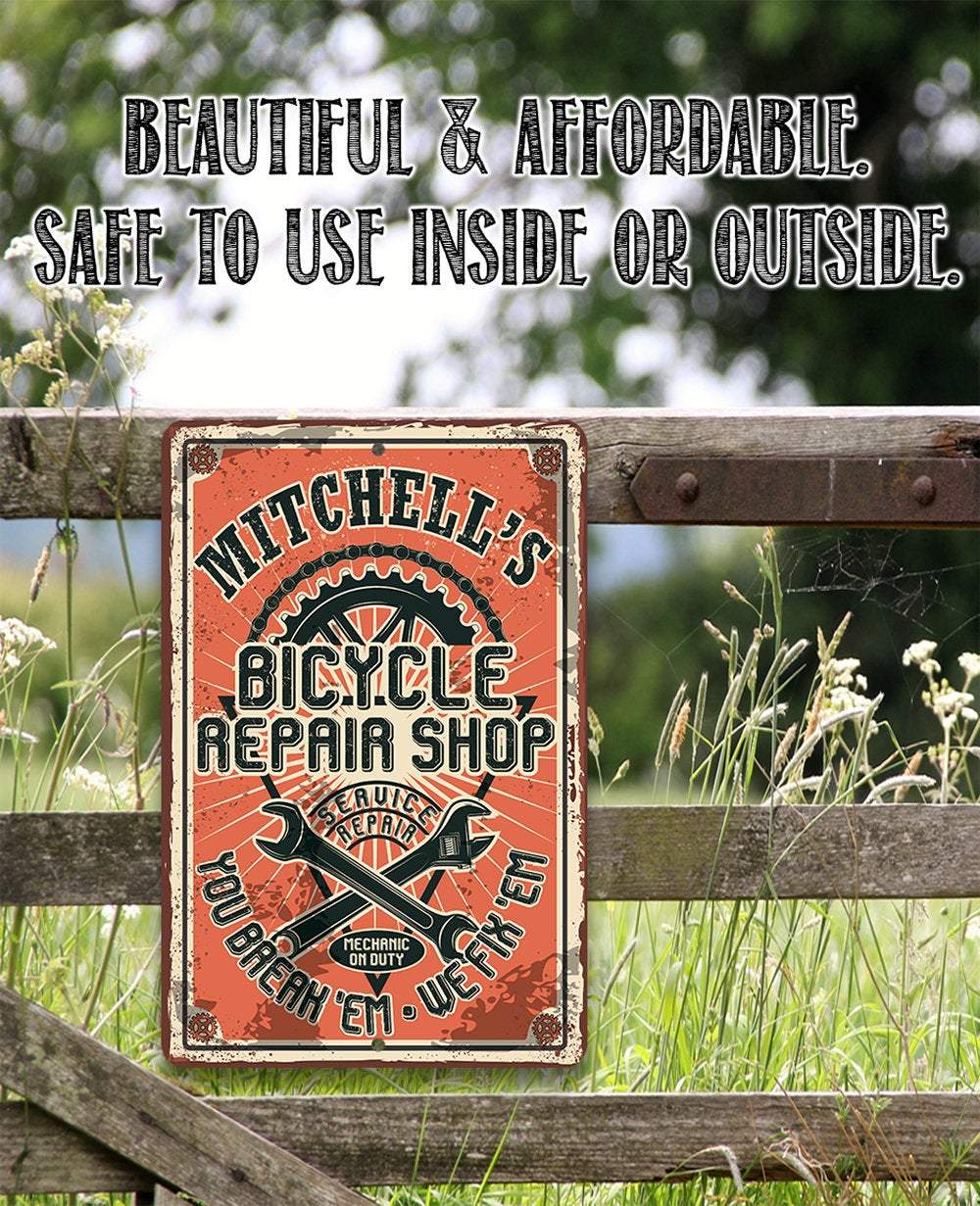 Personalized - Bicycle Repair Shop - Metal Sign
