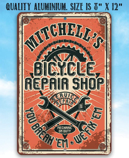Personalized - Bicycle Repair Shop - Metal Sign