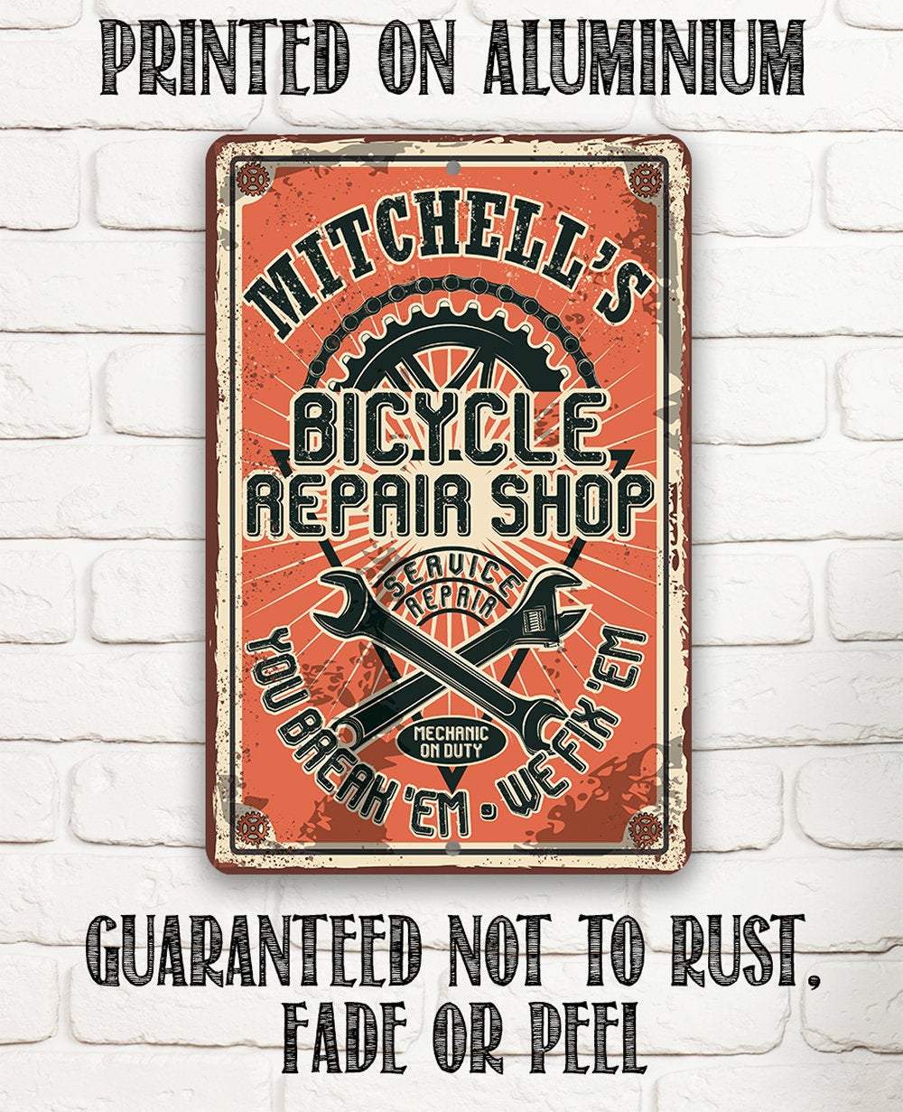Personalized - Bicycle Repair Shop - Metal Sign