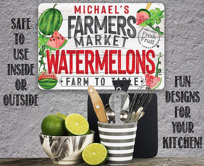Personalized - Farmers Market Watermelons - Metal Sign