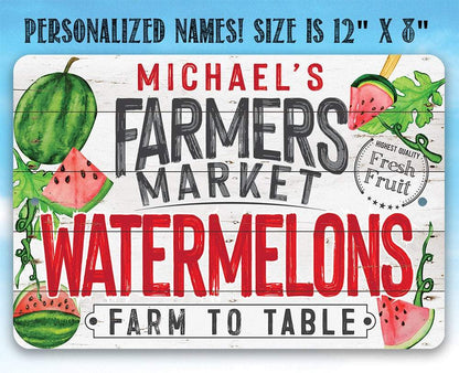 Personalized - Farmers Market Watermelons - Metal Sign