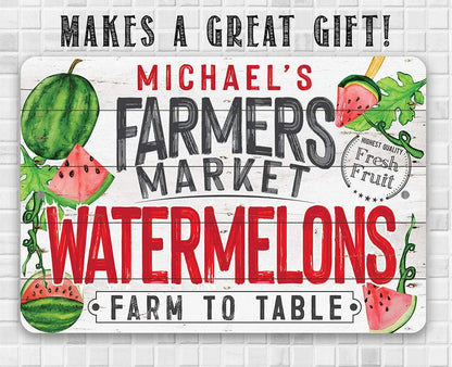 Personalized - Farmers Market Watermelons - Metal Sign