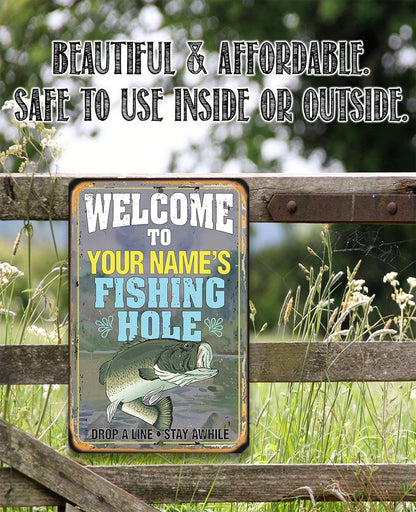 Personalized - Fishing Hole - Metal Sign