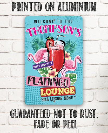 Personalized - Flamingo Lounge - Metal Sign