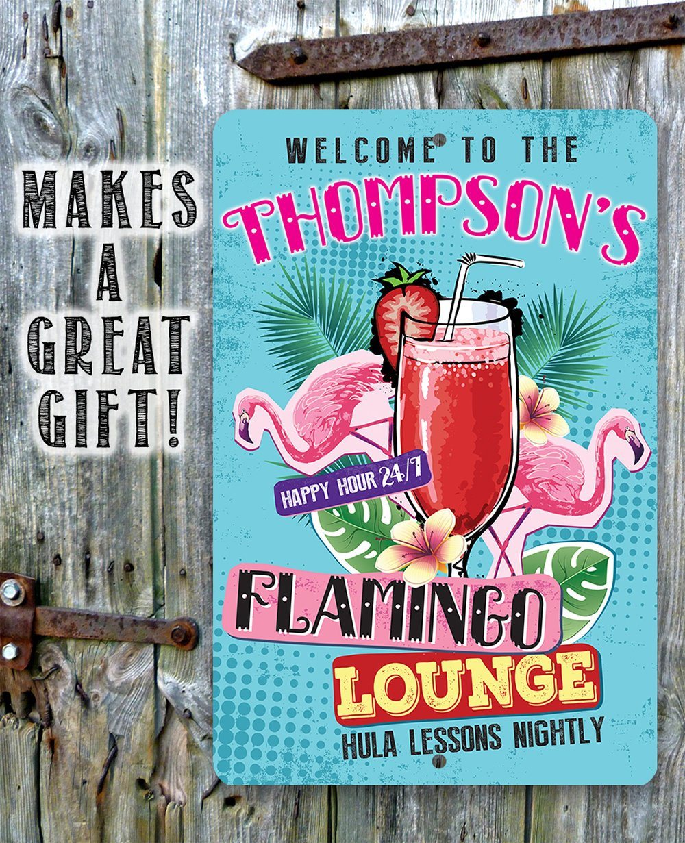 Personalized - Flamingo Lounge - Metal Sign