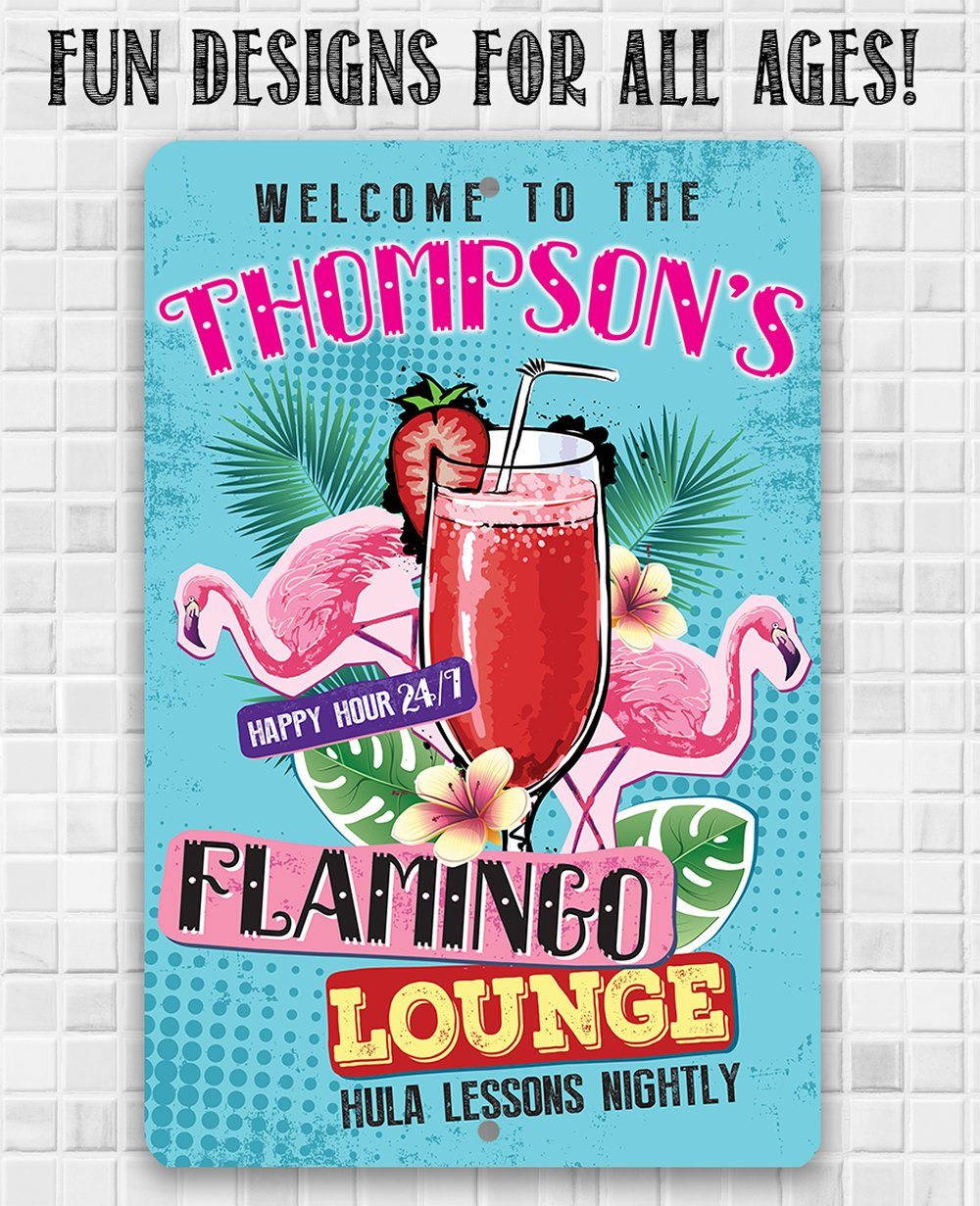 Personalized - Flamingo Lounge - Metal Sign