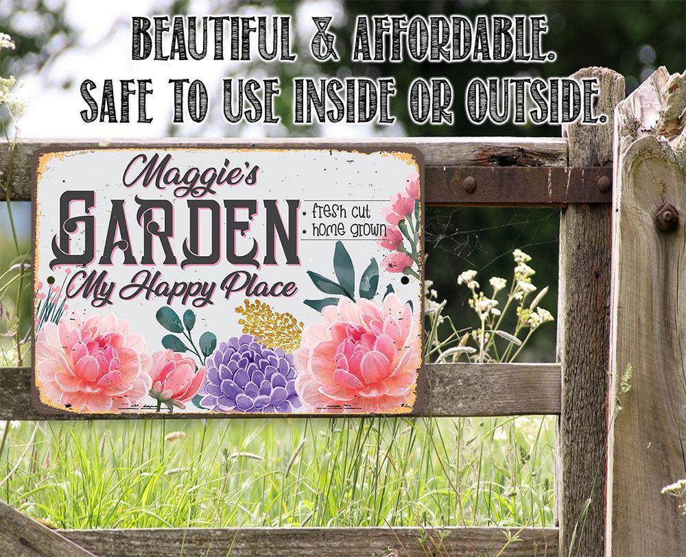 Personalized - Garden, My Happy Place - Metal Sign