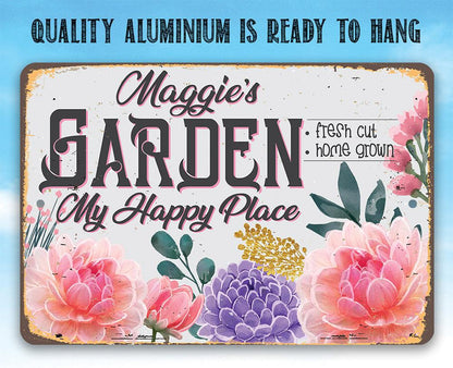 Personalized - Garden, My Happy Place - Metal Sign