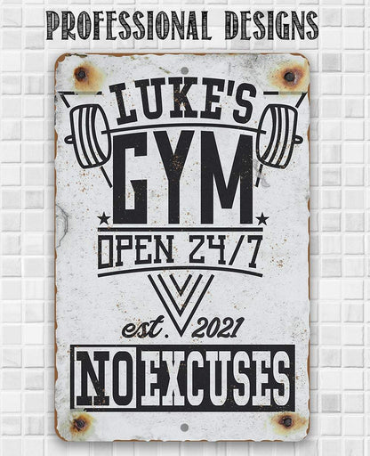 Personalized - Gym 24/7 No Excuses - Metal Sign