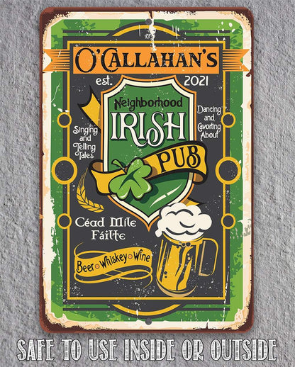 Personalized - Irish Pub - Metal Sign