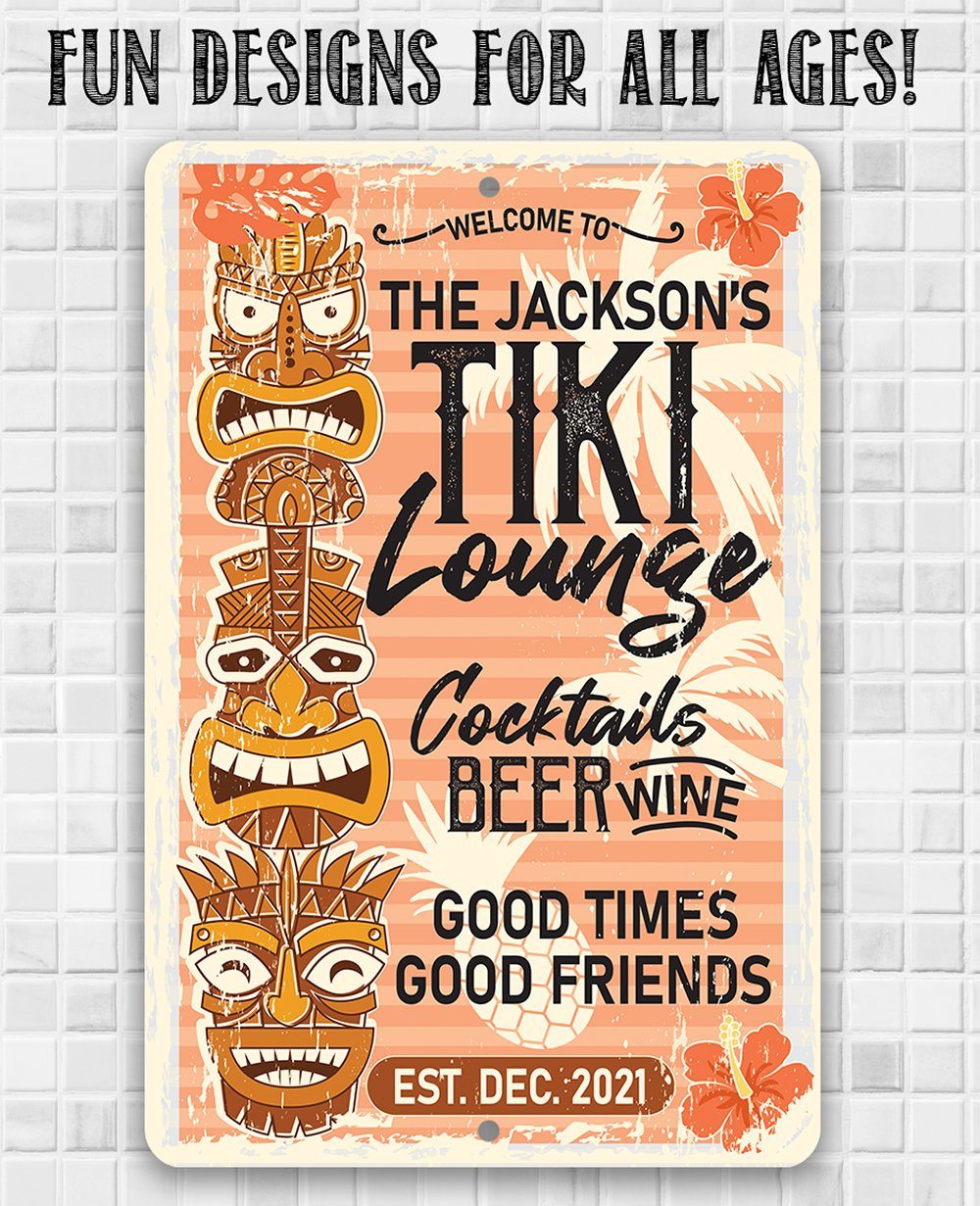 Personalized - Tiki Lounge - Metal Sign