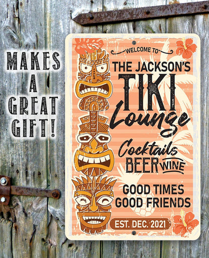 Personalized - Tiki Lounge - Metal Sign
