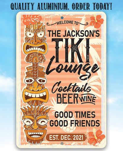 Personalized - Tiki Lounge - Metal Sign