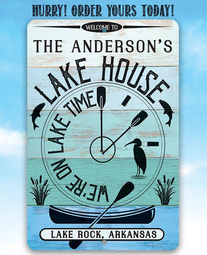 Personalized - We are on Lake Time - Metal Sign