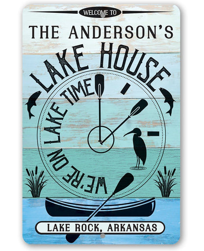Personalized - We are on Lake Time - Metal Sign