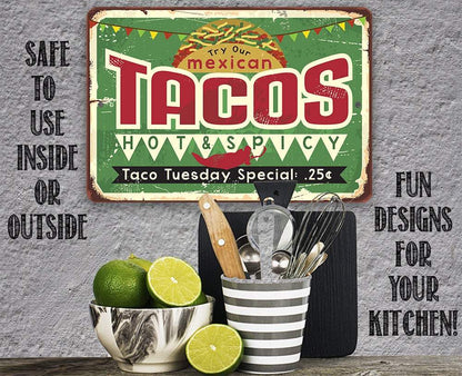 Tacos Hot and Spicy Taco Tuesday - Metal Sign