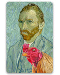 Vincent Van Gogh Self Portrait Painting - Interrupted by Rooster - Metal Sign