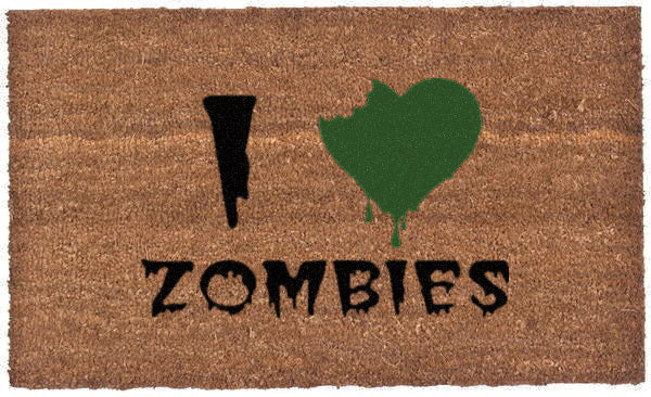 I <3 Zombies Vinyl Coir Doormat