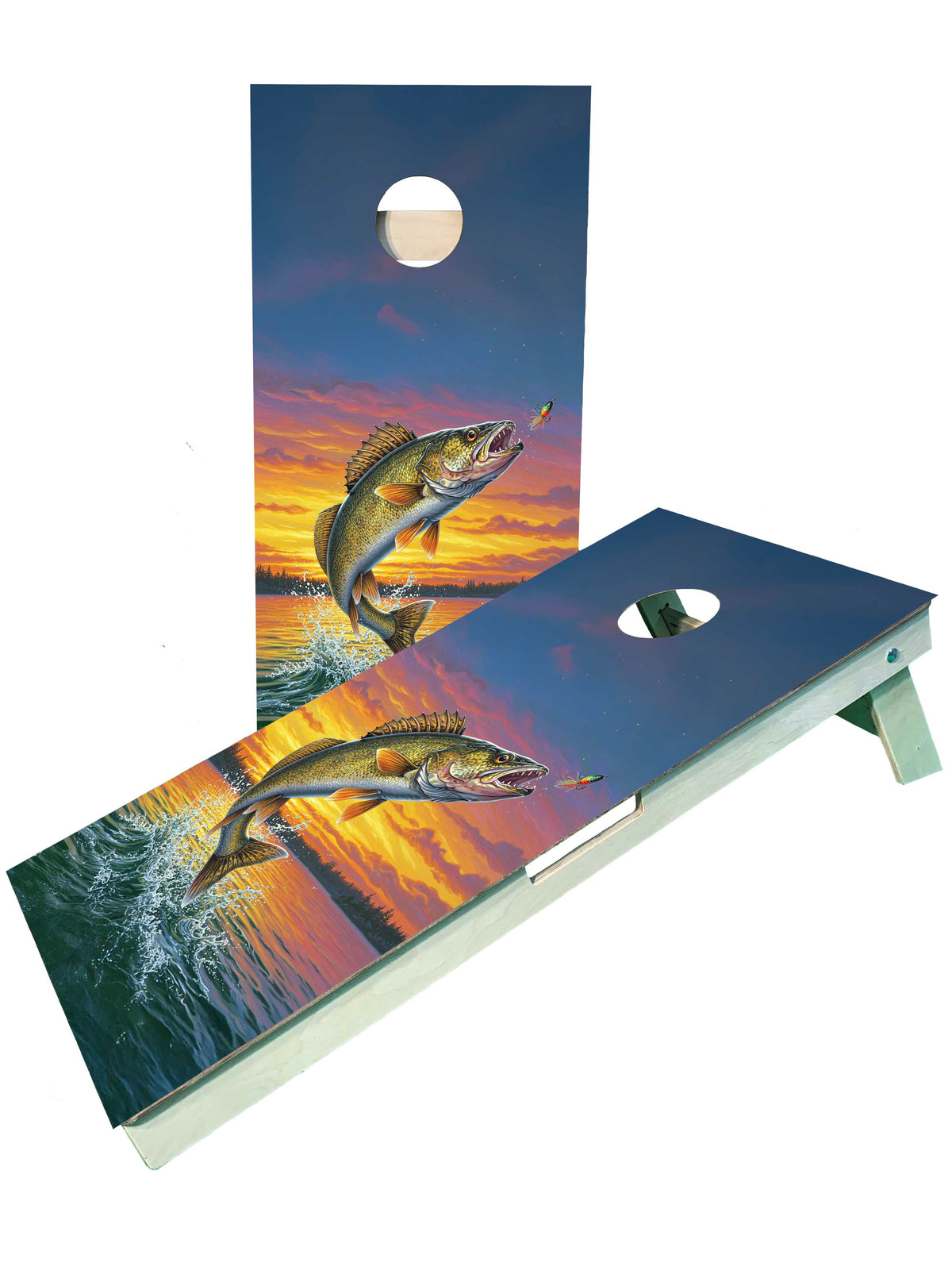 Walleye Fishing Themed Cornhole Boards