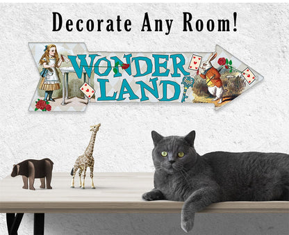 Wonderland - Directional Arrow - Metal Sign