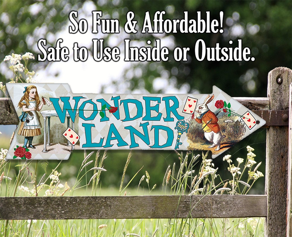 Wonderland - Directional Arrow - Metal Sign