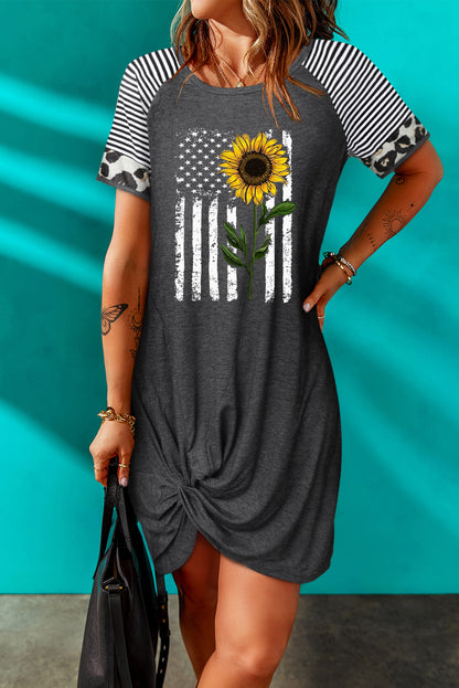 Sunflower Graphic Mixed Print Twisted Dress