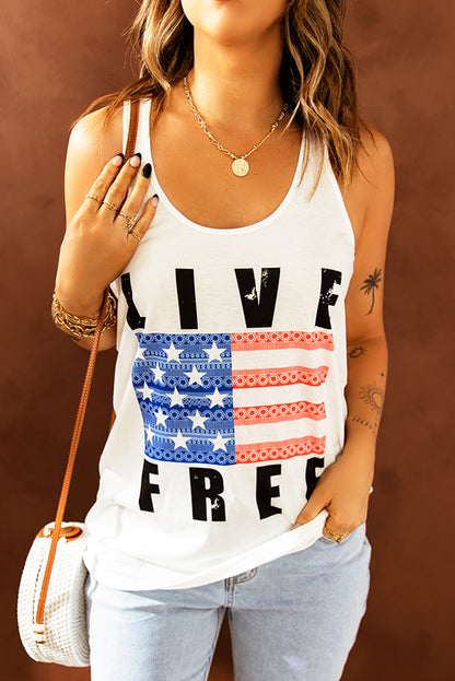 LIVE FREE Stars and Stripes Graphic Tank